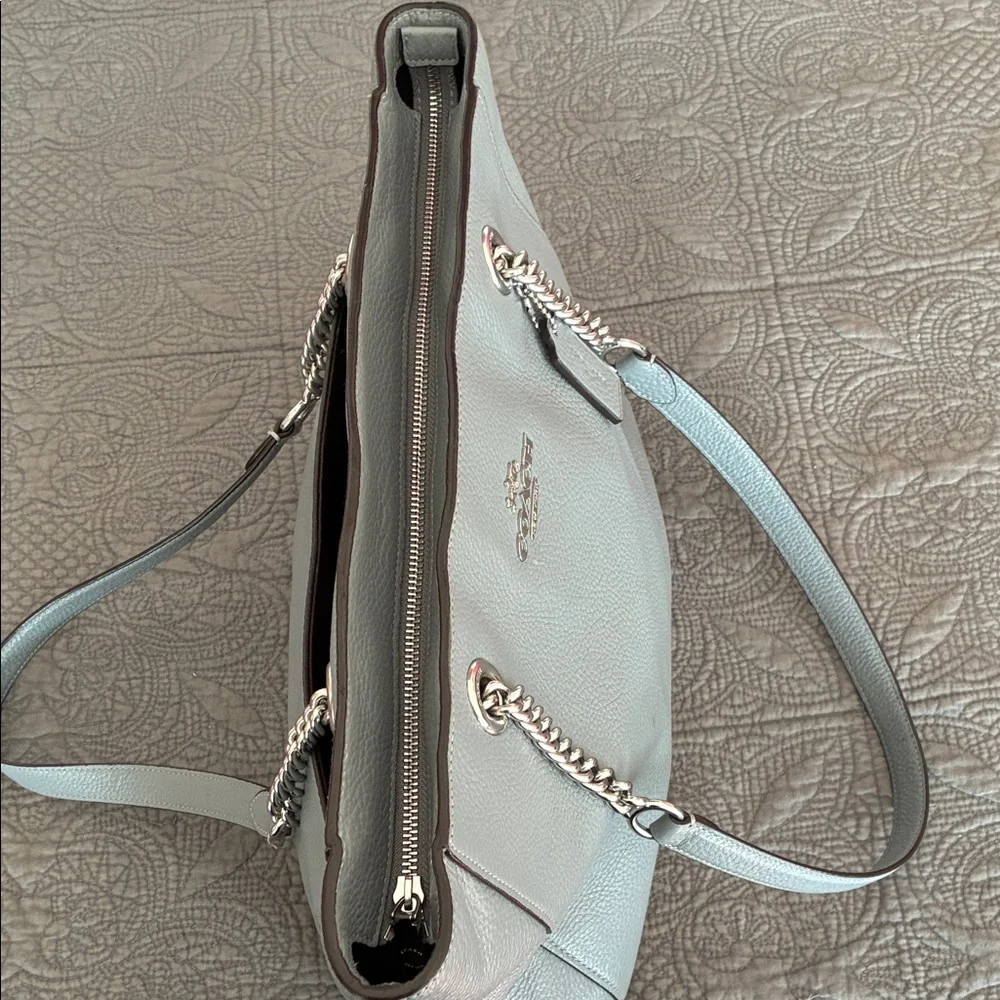 Coach Blue/ grey Leather Tote Bag w/ dustbag